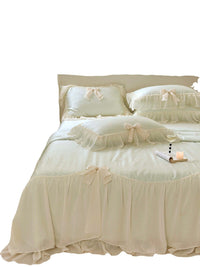 HKM-648403 Summer Cooling Duvet Set in Korean Style with Tencel Fabric and Ruffle Design
