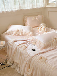 HKM-648403 Summer Cooling Duvet Set in Korean Style with Tencel Fabric and Ruffle Design