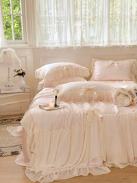 HKM-648403 Summer Cooling Duvet Set in Korean Style with Tencel Fabric and Ruffle Design
