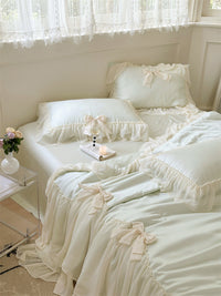 HKM-648403 Summer Cooling Duvet Set in Korean Style with Tencel Fabric and Ruffle Design
