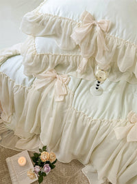 HKM-648403 Summer Cooling Duvet Set in Korean Style with Tencel Fabric and Ruffle Design