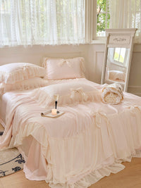 HKM-648403 Summer Cooling Duvet Set in Korean Style with Tencel Fabric and Ruffle Design