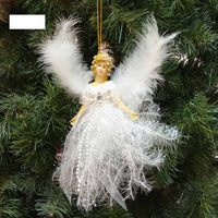 HKM-648531 Handmade Christmas Children's Cute Doll Plush Angel Pendant - 19cm Decorative Ornament in Red, Blue, Pink, Gold, Silver