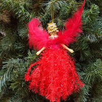 HKM-648531 Handmade Christmas Children's Cute Doll Plush Angel Pendant - 19cm Decorative Ornament in Red, Blue, Pink, Gold, Silver