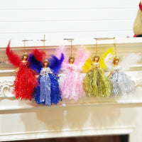HKM-648531 Handmade Christmas Children's Cute Doll Plush Angel Pendant - 19cm Decorative Ornament in Red, Blue, Pink, Gold, Silver