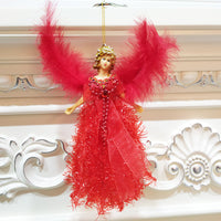 HKM-648531 Handmade Christmas Children's Cute Doll Plush Angel Pendant - 19cm Decorative Ornament in Red, Blue, Pink, Gold, Silver