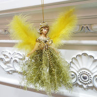 HKM-648531 Handmade Christmas Children's Cute Doll Plush Angel Pendant - 19cm Decorative Ornament in Red, Blue, Pink, Gold, Silver