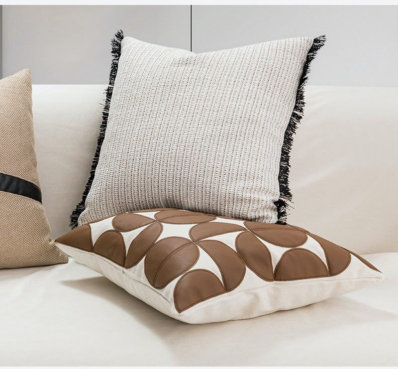 HKM-648531 Nordic Geometric Abstract PU Leather Cushion Cover - Modern Design for Living Room, 45x45cm and 30x50cm