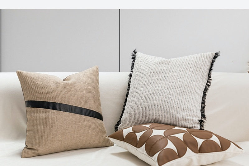 HKM-648531 Nordic Geometric Abstract PU Leather Cushion Cover - Modern Design for Living Room, 45x45cm and 30x50cm