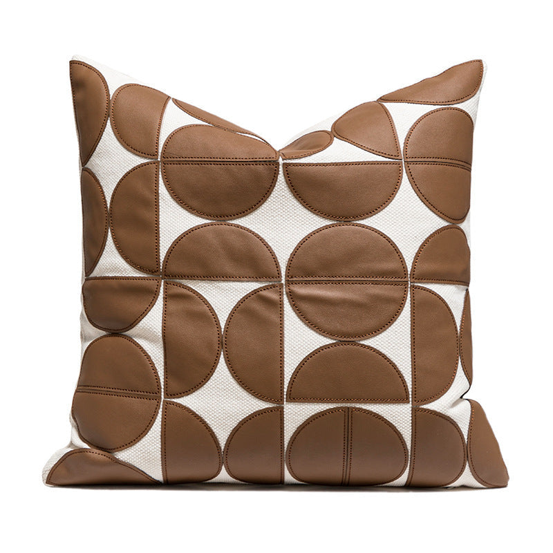 HKM-648531 Nordic Geometric Abstract PU Leather Cushion Cover - Modern Design for Living Room, 45x45cm and 30x50cm