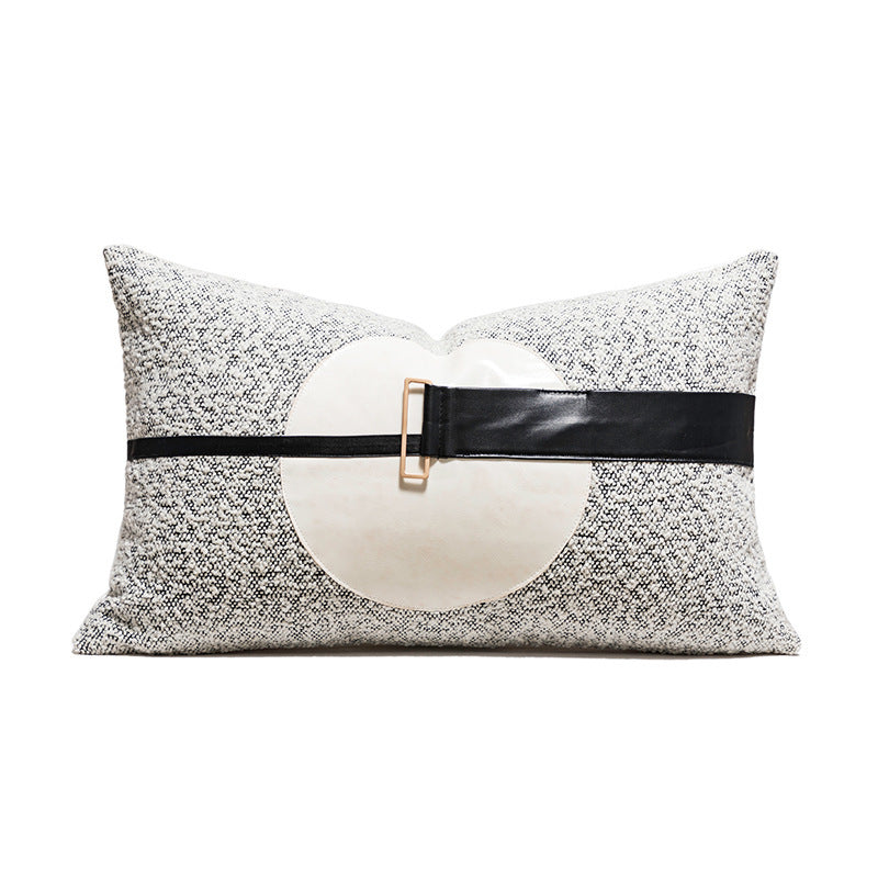 HKM-648531 Nordic Geometric Abstract PU Leather Cushion Cover - Modern Design for Living Room, 45x45cm and 30x50cm
