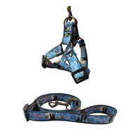 HKM-648595 Halloween Dog Print Harness and Leash Set with Collar, Polyester Material, Multiple Sizes Available