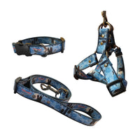HKM-648595 Halloween Dog Print Harness and Leash Set with Collar, Polyester Material, Multiple Sizes Available