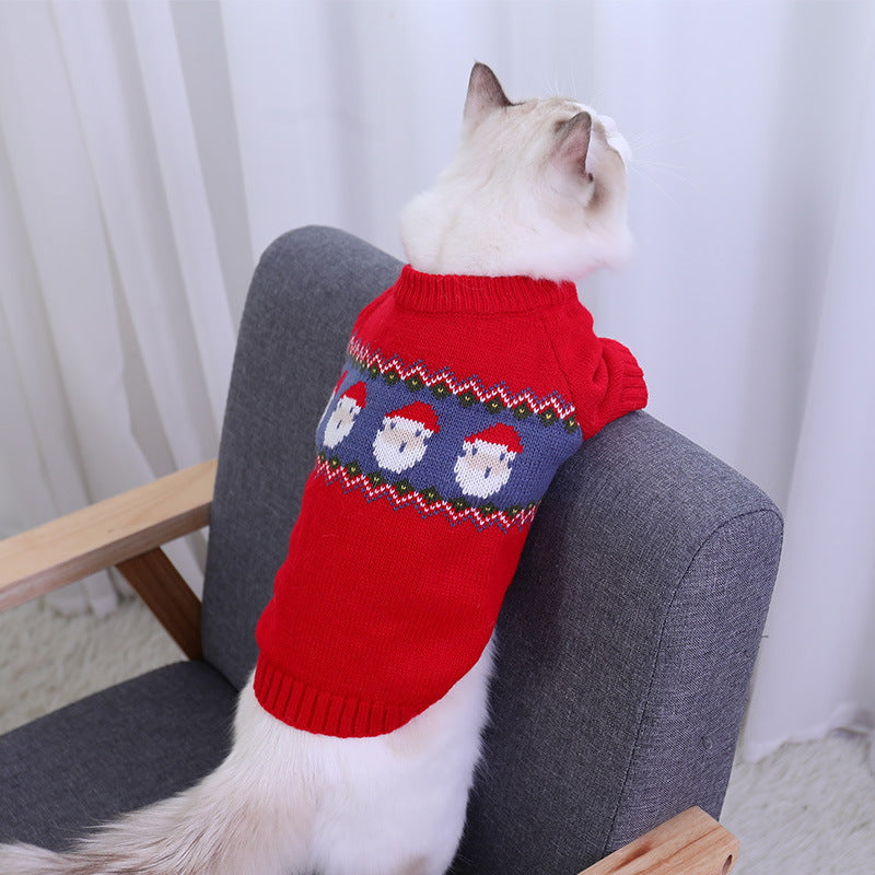 HKM-648659 Cozy Red Jacquard Sweater for Dogs and Cats - Various Sizes Available