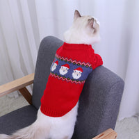 HKM-648659 Cozy Red Jacquard Sweater for Dogs and Cats - Various Sizes Available
