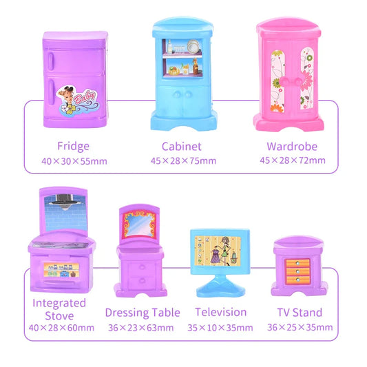 KTX-648659 Miniature Pretend Play House Furniture Toy Set for Kids Age 3+ in Durable Plastic