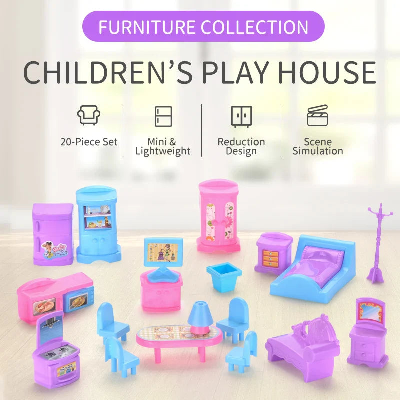 HKM-648659 Miniature Pretend Play House Furniture Toy Set for Kids Age 3+ in Durable Plastic