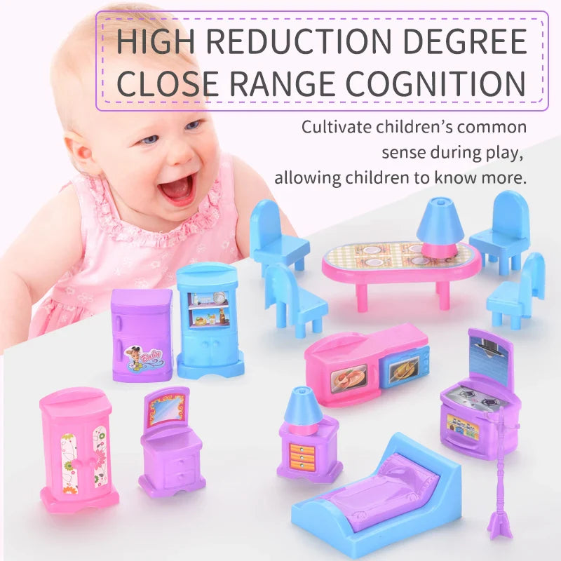 HKM-648659 Miniature Pretend Play House Furniture Toy Set for Kids Age 3+ in Durable Plastic