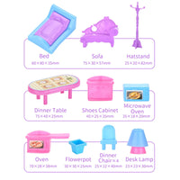 HKM-648659 Miniature Pretend Play House Furniture Toy Set for Kids Age 3+ in Durable Plastic