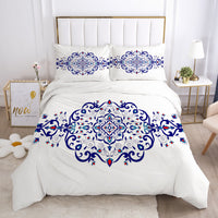 HKM-648723 Minimalist Digital Print Bedding Set in Simple White - Quilt Cover and Pillowcase