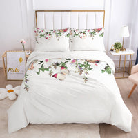 HKM-648723 Minimalist Digital Print Bedding Set in Simple White - Quilt Cover and Pillowcase