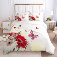 HKM-648723 Minimalist Digital Print Bedding Set in Simple White - Quilt Cover and Pillowcase