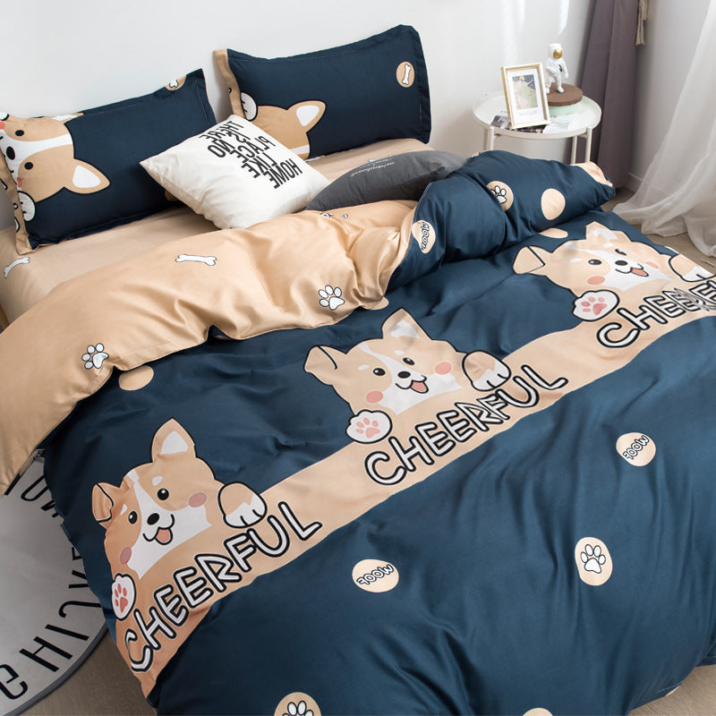 HKM-648723 Single Duvet Cover Set for Student Dormitories - Multiple Sizes Available, Soft Sanding Material