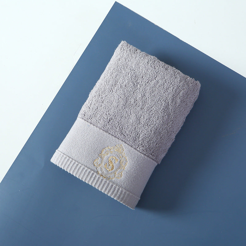 KTX-648979 Thickened Pure Cotton Towel - Soft and Absorbent - Available in Deep Blue, Elegant White, Dolphin Gray, Business Gray, and Dark Gray