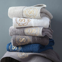 HKM-648979 Thickened Pure Cotton Towel - Soft and Absorbent - Available in Deep Blue, Elegant White, Dolphin Gray, Business Gray, and Dark Gray