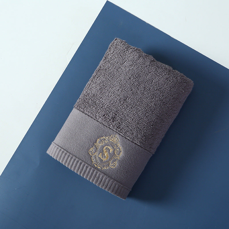 KTX-648979 Thickened Pure Cotton Towel - Soft and Absorbent - Available in Deep Blue, Elegant White, Dolphin Gray, Business Gray, and Dark Gray
