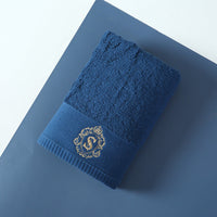 HKM-648979 Thickened Pure Cotton Towel - Soft and Absorbent - Available in Deep Blue, Elegant White, Dolphin Gray, Business Gray, and Dark Gray