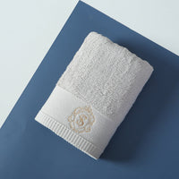 HKM-648979 Thickened Pure Cotton Towel - Soft and Absorbent - Available in Deep Blue, Elegant White, Dolphin Gray, Business Gray, and Dark Gray