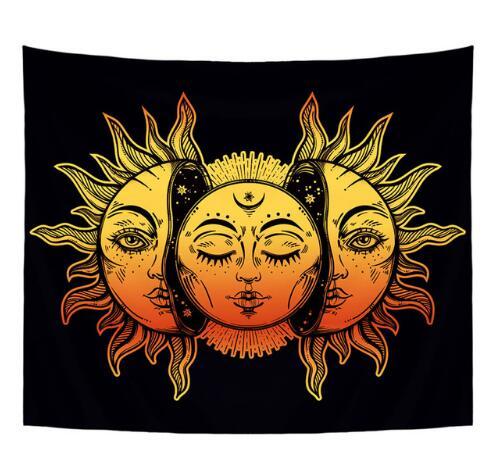 KTX-649107 Mandala Indian Style Decorative Tapestry Yoga Mat - Sun Print, 148X130cm for Bedroom or Office