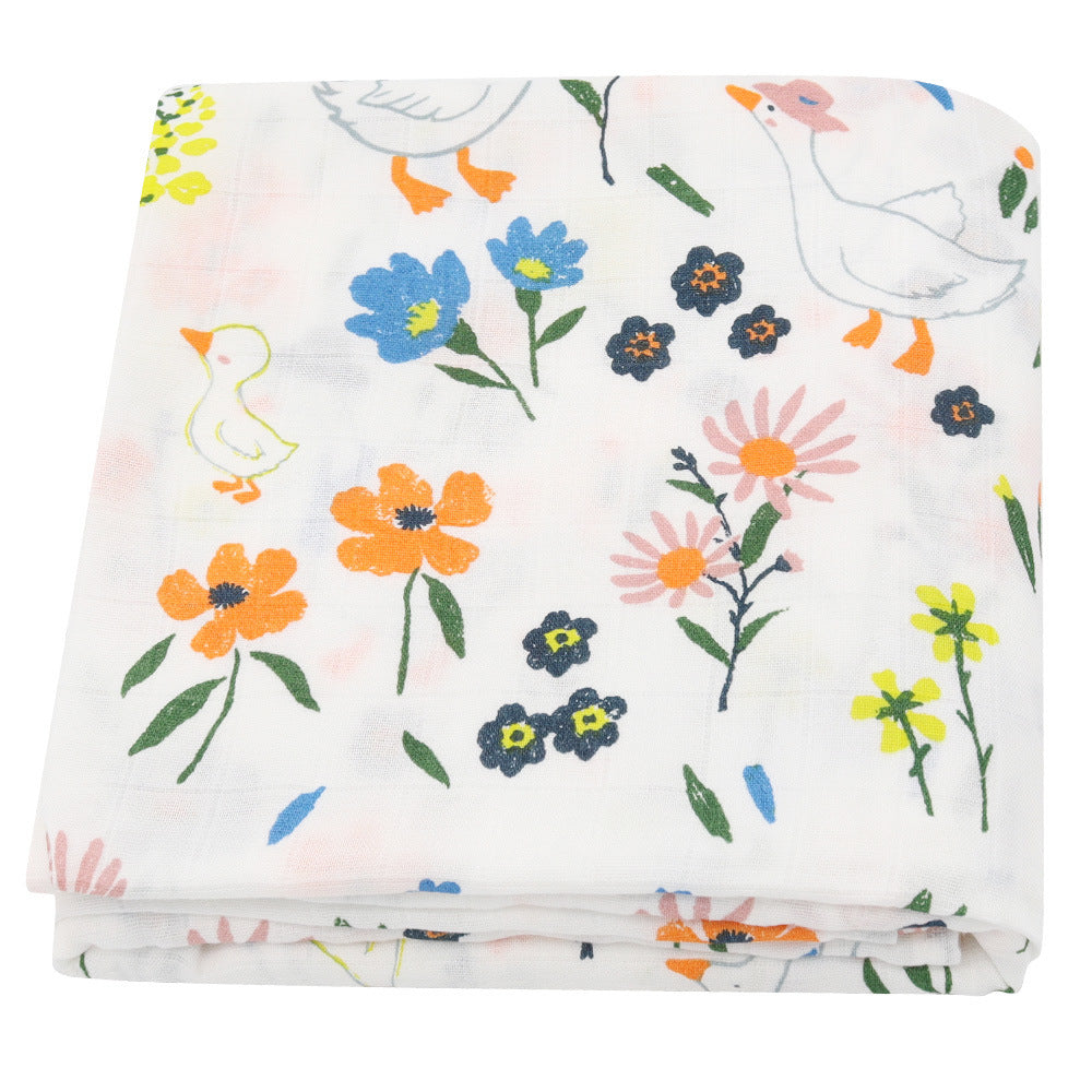 HKM-649235 Bamboo Cotton Gauze Baby Swaddling Blanket - Soft Colors and Fun Animal Patterns for All Seasons
