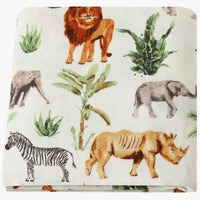 HKM-649235 Bamboo Cotton Gauze Baby Swaddling Blanket - Soft Colors and Fun Animal Patterns for All Seasons