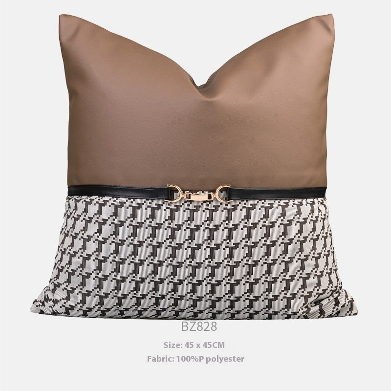 HKM-649363 Brown and Orange Light Luxury Pillow Case Set - Various Sizes and Styles for Modern Living Rooms