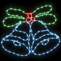 HKM-649363 Multicolor Illuminated Christmas Bell with 144 LEDs, 56 x 46 cm, PVC Decorative Holiday Accent
