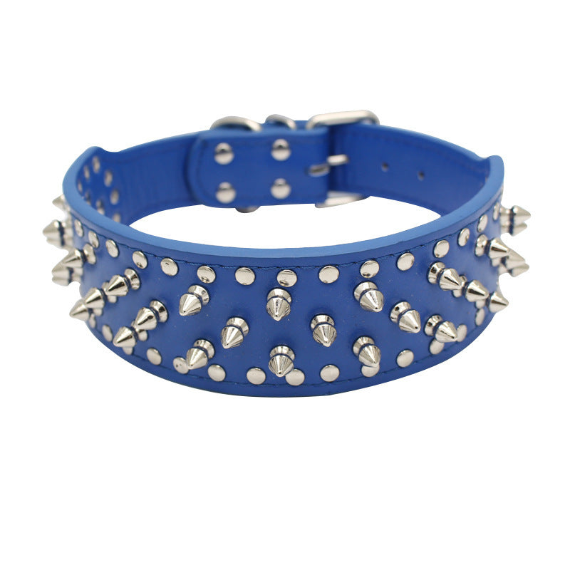 HKM-649427 Bullet Rivet Dog Collar for Medium and Large Pets - Available in Multiple Colors and Durable PU Material