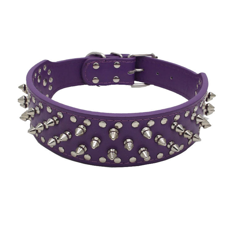 HKM-649427 Bullet Rivet Dog Collar for Medium and Large Pets - Available in Multiple Colors and Durable PU Material