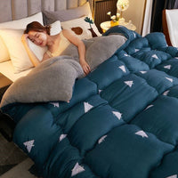 HKM-649555 Cozy Coral Wool Winter Quilt - Milk Down Polyester Fill with Velvet Options