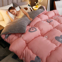 HKM-649555 Cozy Coral Wool Winter Quilt - Milk Down Polyester Fill with Velvet Options