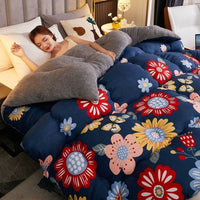 HKM-649555 Cozy Coral Wool Winter Quilt - Milk Down Polyester Fill with Velvet Options