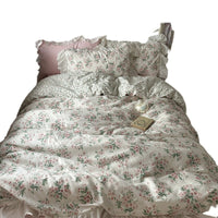 HKM-649555 Princess Style Floral Pure Cotton Bed Sheet Duvet Cover Set - Multiple Sizes Available