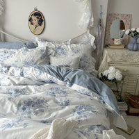 HKM-649555 Princess Style Floral Pure Cotton Bed Sheet Duvet Cover Set - Multiple Sizes Available