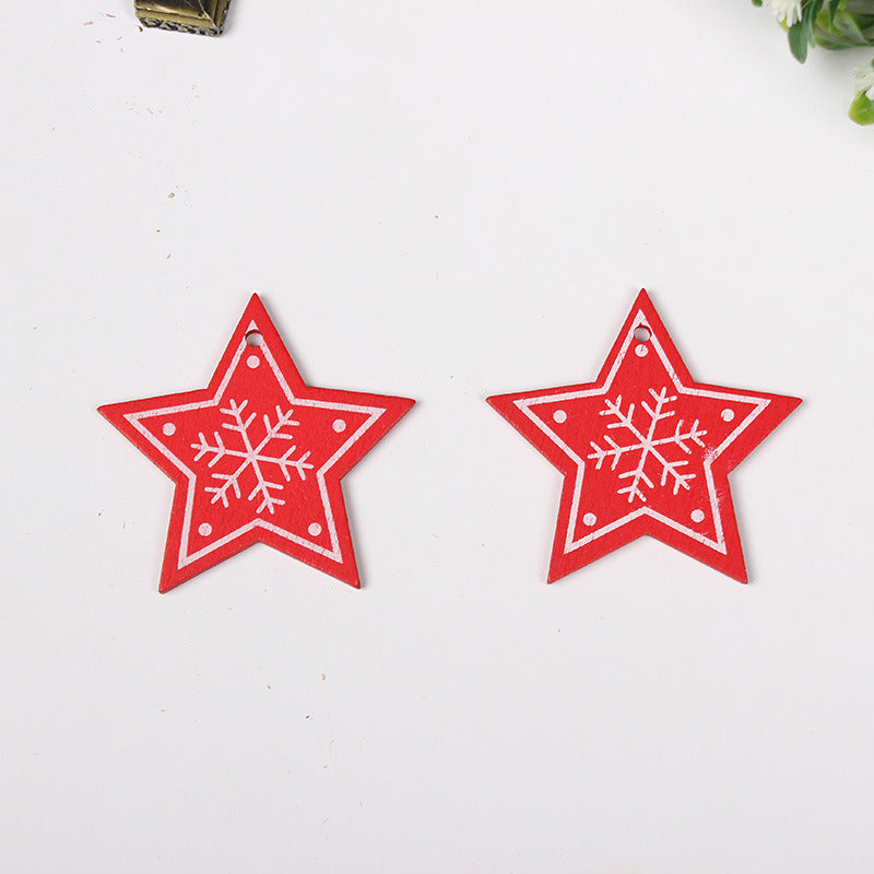 HKM-649683 Wooden Christmas Ornaments - European Style Cartoon Craft Pendants, MDF Hanging Decorations