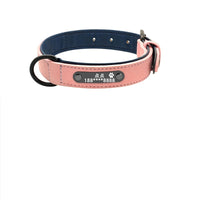 HKM-649747 Customizable Anti-Lost Dog Collar for Medium to Large Dogs - Microfiber Leather & Genuine Leather