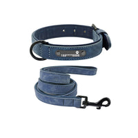 HKM-649747 Customizable Anti-Lost Dog Collar for Medium to Large Dogs - Microfiber Leather & Genuine Leather