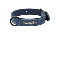 HKM-649747 Customizable Anti-Lost Dog Collar for Medium to Large Dogs - Microfiber Leather & Genuine Leather