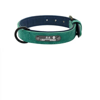 HKM-649747 Customizable Anti-Lost Dog Collar for Medium to Large Dogs - Microfiber Leather & Genuine Leather