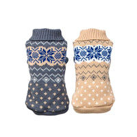 HKM-649811 Warm Stretch Snowflake Pet Sweater for Cats and Dogs - Haze Gray Beige, Size XL